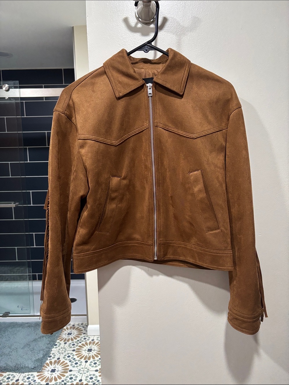Brown Faux Suede Zip-Front Jacket - Women
